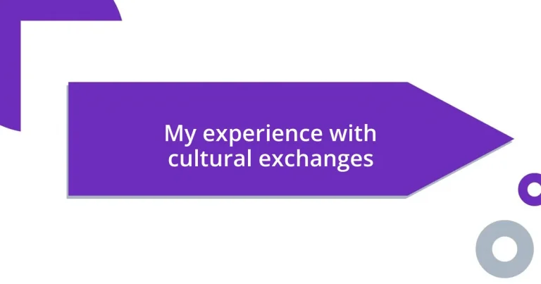 My experience with cultural exchanges